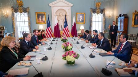 وزير الخارجية القطري محمد بن عبد الرحمن يلتقي وزير الخارجية الأميركي أنتوني بلينكن - تويتر "وزير الخارجية القطرية"
