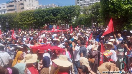 مسيرة حاشدة في تونس رفضاً للاستفتاء والدستور الجديد-العربي الجديد