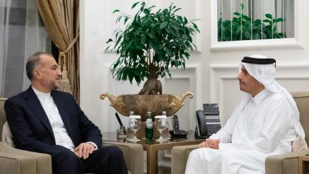 رئيس مجلس الوزراء القطري يستقبل عبد اللهيان (إكس)