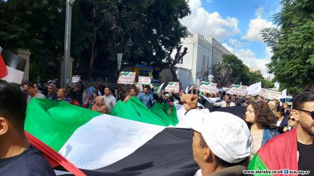 تظاهرة في تونس لدعم المقاومة الفلسطينية (العربي الجديد)