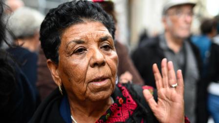 المناضلة الفلسطينية مريم أبو دقة في فرنسا (كريستوف سيمون/ فرانس برس)