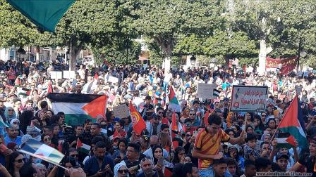 مظاهرات في تونس العاصمة دعماً للشعب الفلسطيني (العربي الجديد)