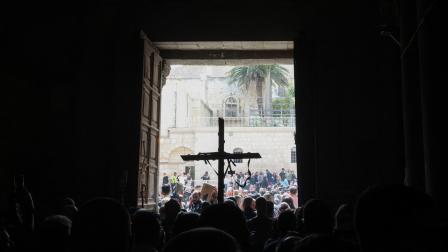 كنيسة القيامة في القدس ودرب الصليب يوم الجمعة العظيمة 2024 (فرانس برس)
