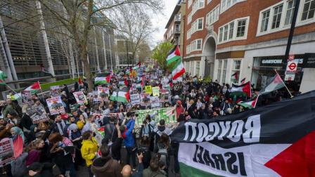 تظاهرات في لندن دعماً لغزة 6/4/2024 (إكس)