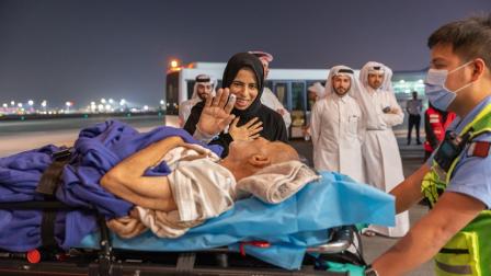 دفعة جديدة من جرحى غزة تصل إلى الدوحة للعلاج، 27 إبريل 2024 (إكس)