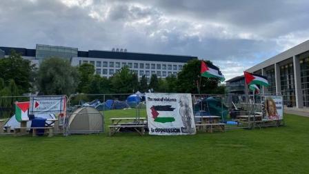 مخيم المتظاهرين في "كلية دبلن الجامعية"