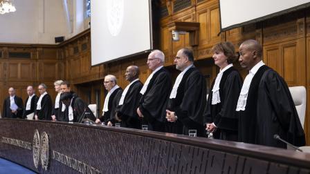 جلسة محكمة العدل الدولية في لاهاي، الجمعة (نيك غامون/فرانس برس)