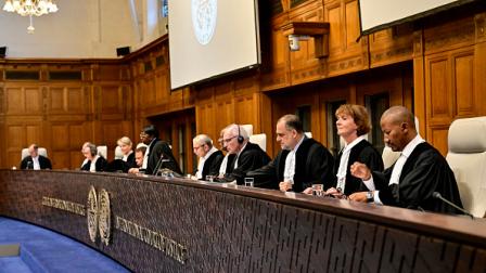 جلسة محكمة العدل الدولية بقضية جنوب أفريقيا ضد إسرائيل، 24 مايو 2024 (نيك غامون/فرانس برس)