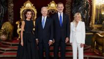 ملك وملكة إسبانيا مع الرئيس الأميركي جو بايدن وزوجته جيل بايدن (جوانجو مارتن / Getty)