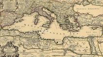 خريطة قديمة للبحر المتوسط تعود إلى عام 1680